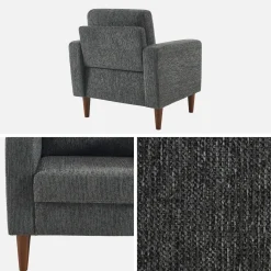 Sillón de madera de hevea y tela de chenilla