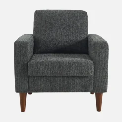 Sillón de madera de hevea y tela de chenilla
