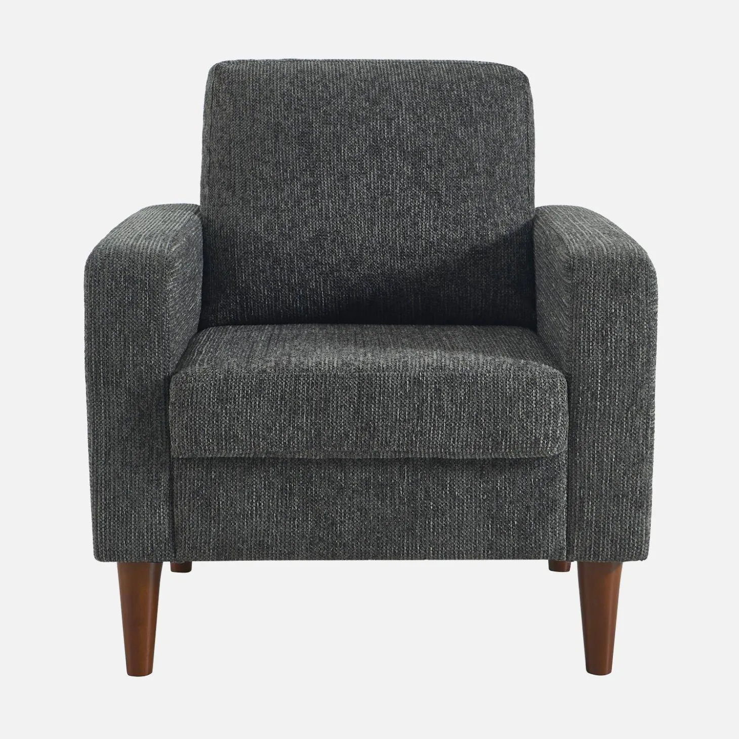 Sillón de madera de hevea y tela de chenilla