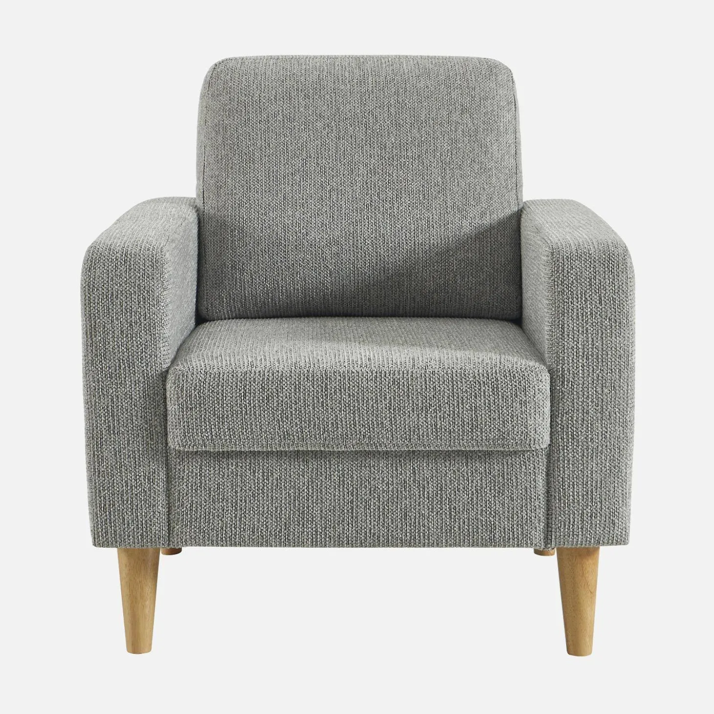 Sillón de madera de hevea y tela de chenilla