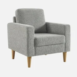 Sillón de madera de hevea y tela de chenilla