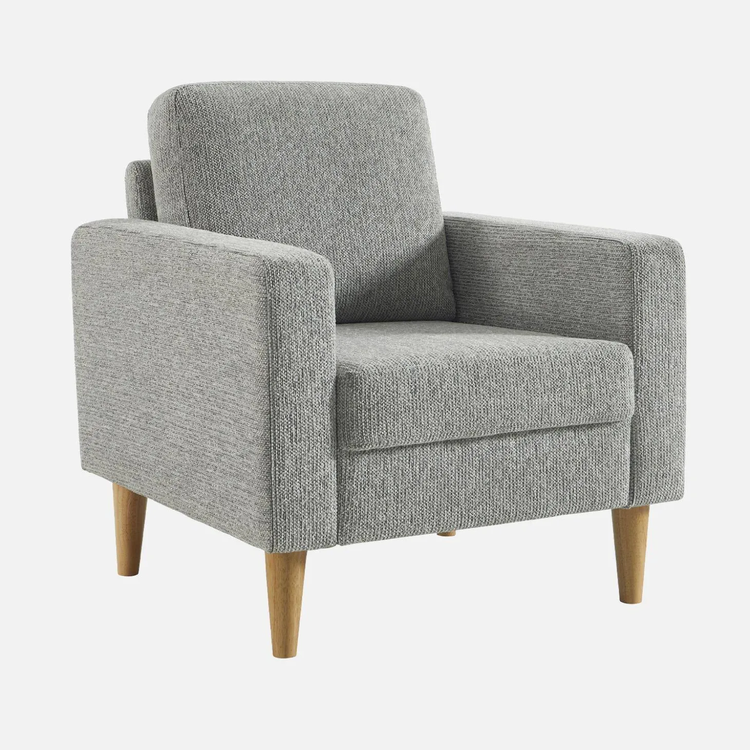 Sillón de madera de hevea y tela de chenilla
