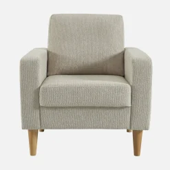 Sillón de madera de hevea y tela de chenilla