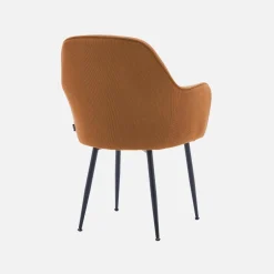 Sillón de pana con patas de metal negro mate, set de 2