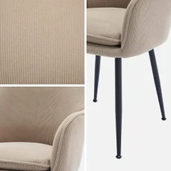 Sillón de pana con patas de metal negro mate