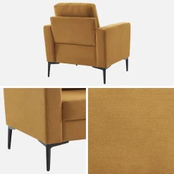 Sillón de pana y patas de metal