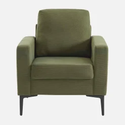 Sillón de pana y patas de metal