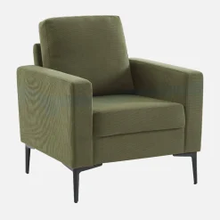 Sillón de pana y patas de metal