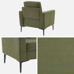 Sillón de pana y patas de metal