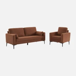 Sillón de pana y patas de metal