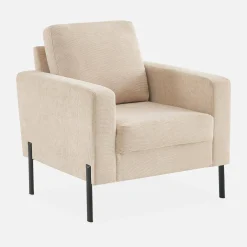 Sillón de pana y patas de metal