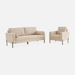 Sillón de pana y patas de metal