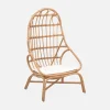 Sillón de ratán en forma de huevo con cojín