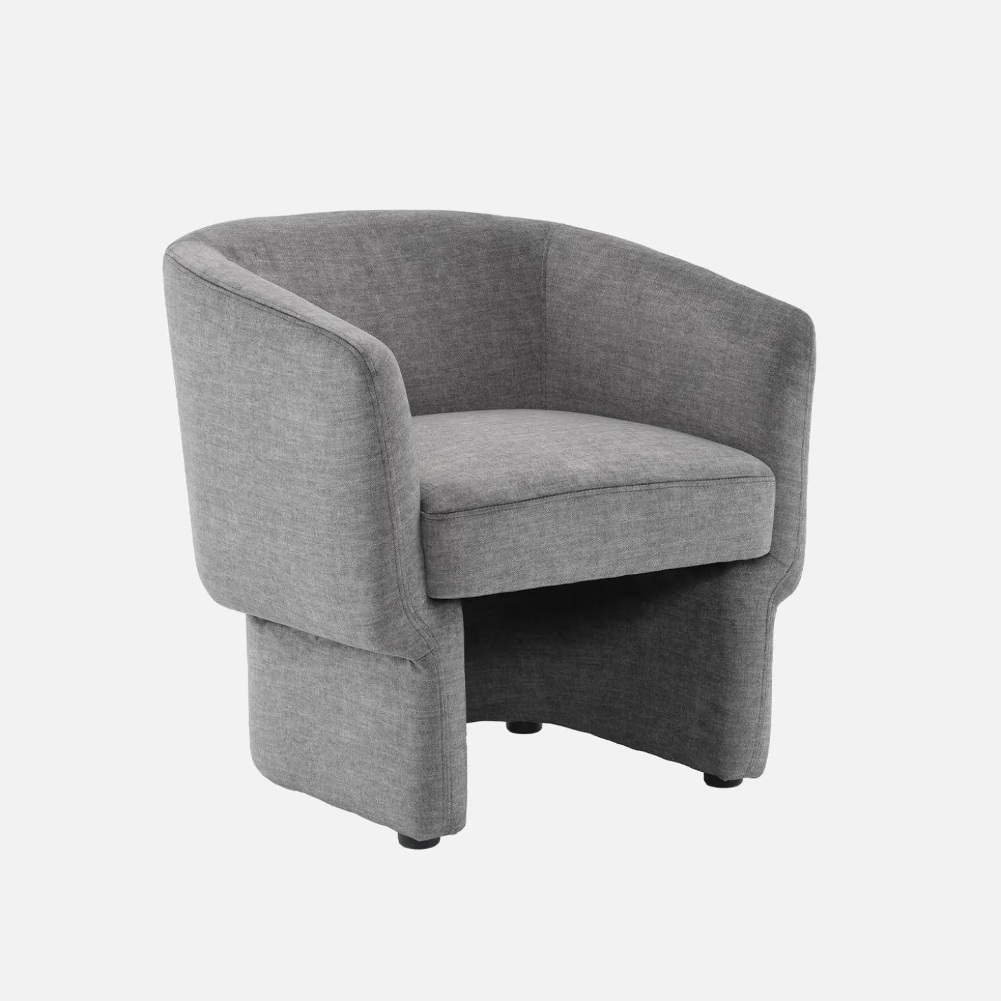 Sillón de tela con respaldo y base redondeada