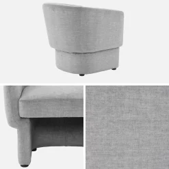 Sillón de tela con respaldo y base redondeada