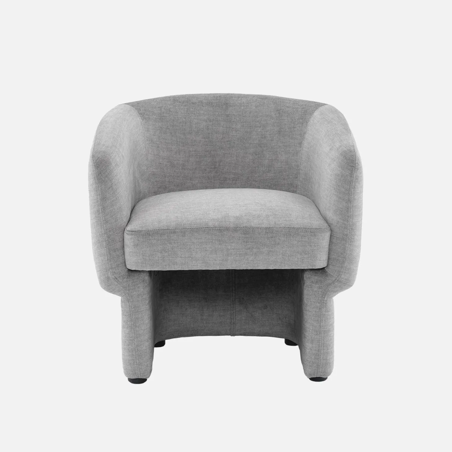Sillón de tela con respaldo y base redondeada
