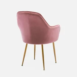 Sillón de terciopelo con patas de metal, set de 4