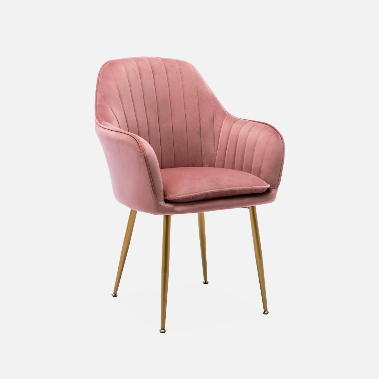 Sillón de terciopelo con patas de metal, set de 4
