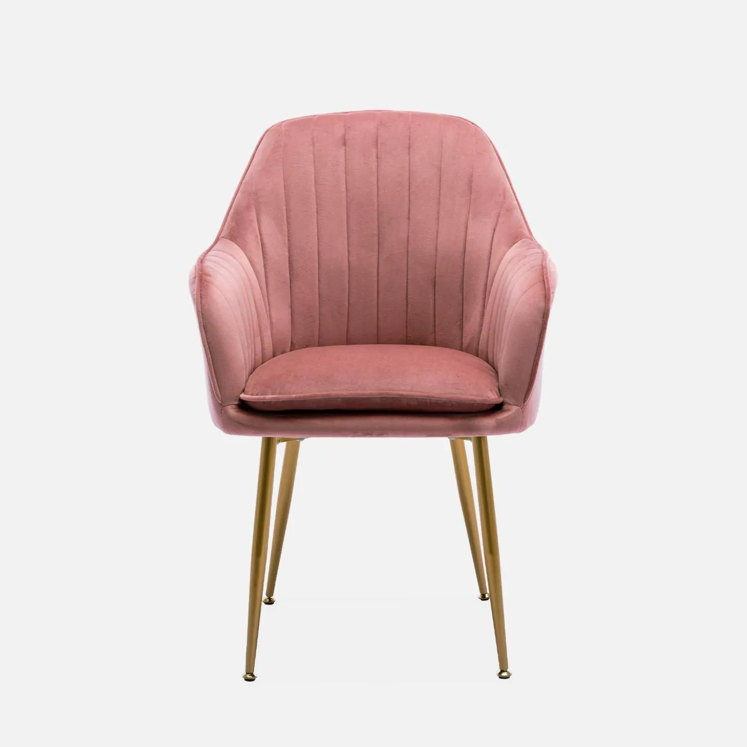 Sillón de terciopelo con patas de metal, set de 4