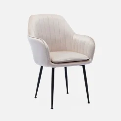 Sillón de terciopelo con patas de metal, set de 4