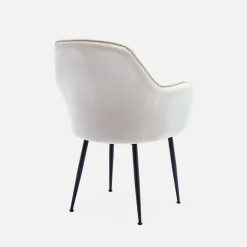 Sillón de terciopelo con patas de metal, set de 4
