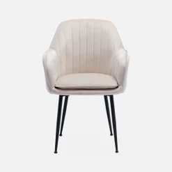 Sillón de terciopelo con patas de metal, set de 4