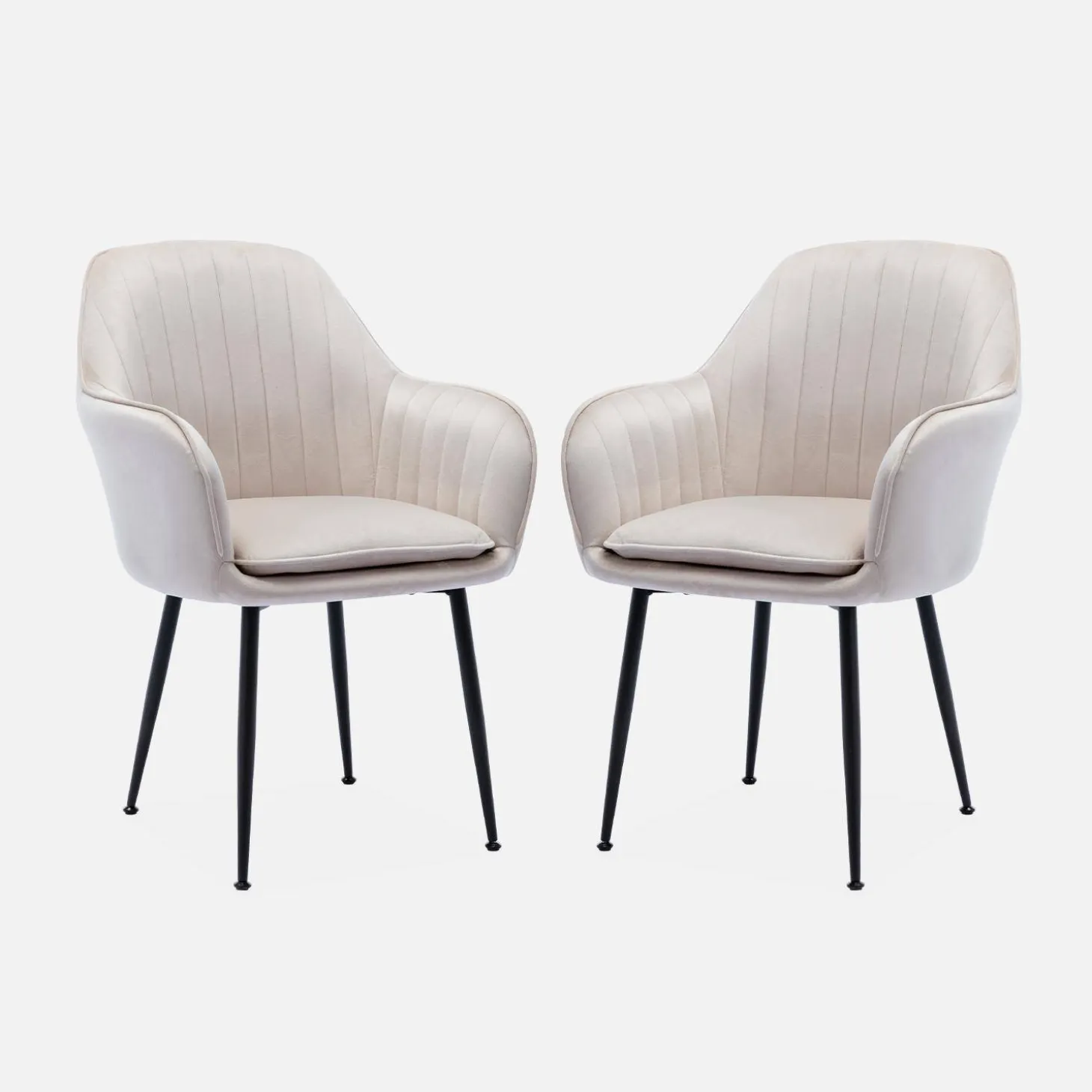Sillón de terciopelo con patas de metal, set de 2