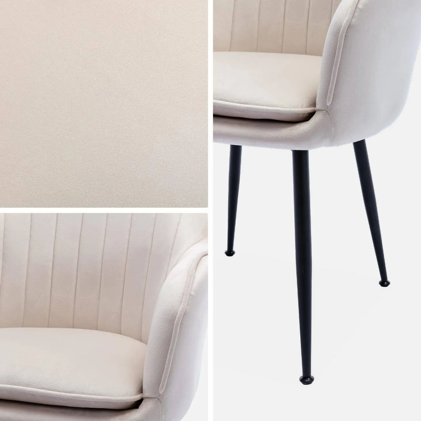 Sillón de terciopelo con patas de metal, set de 2