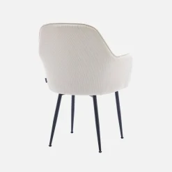 Sillón de terciopelo de canalé y patas de metal negro, set de 4