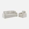 Sillón en tejido borreguito blanco, líneas redondeadas