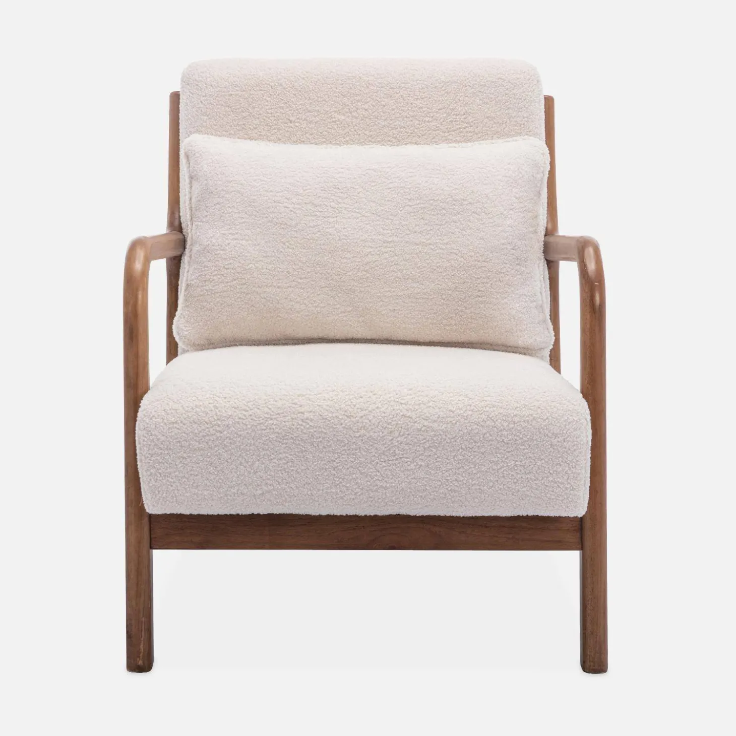Sillón escandinavo de borreguito y madera de hevea