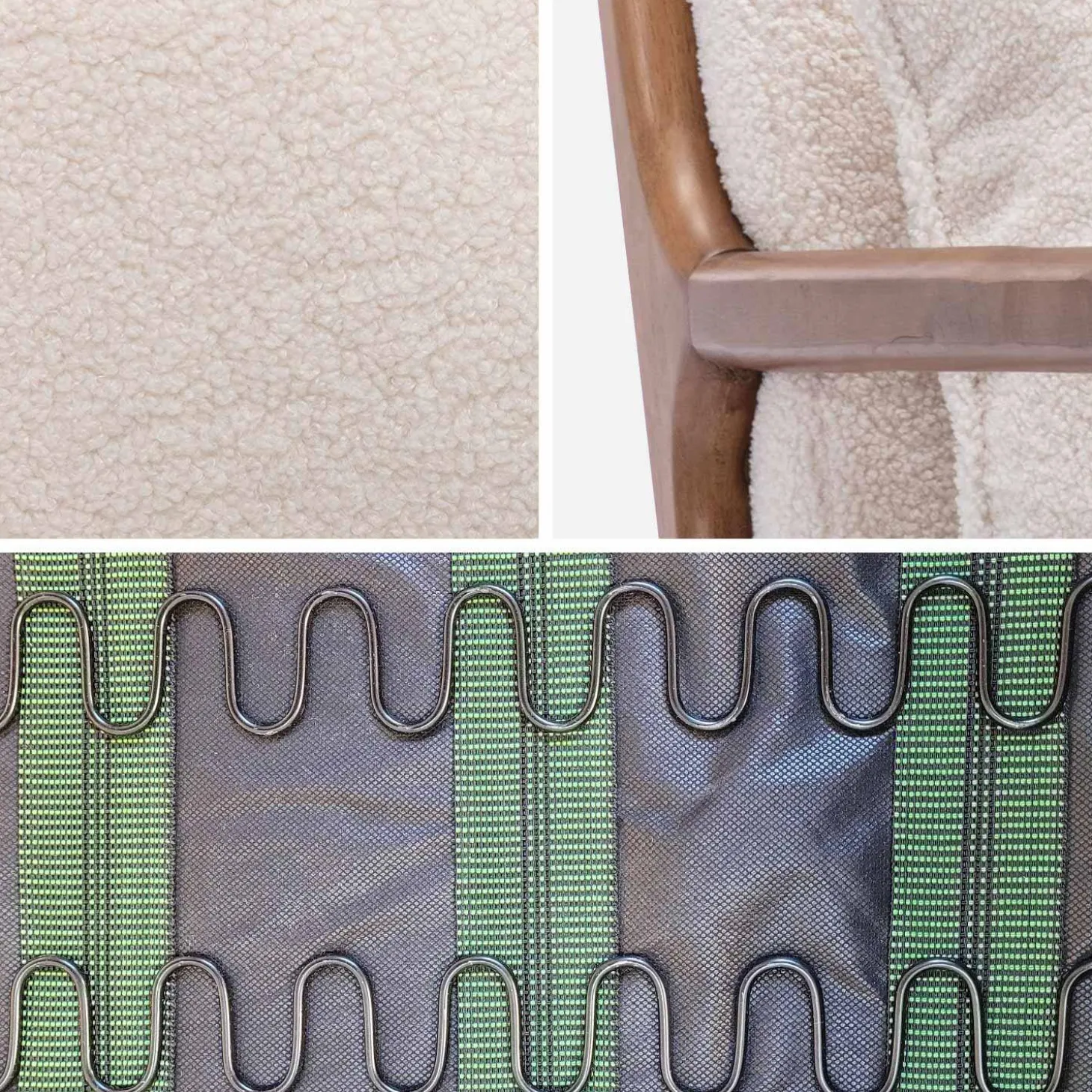 Sillón escandinavo de borreguito y madera de hevea