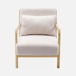 Sillón escandinavo de madera y tela borreguito