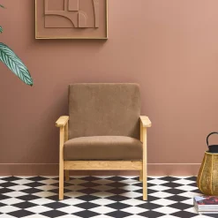 Sillón escandinavo de madera y pana