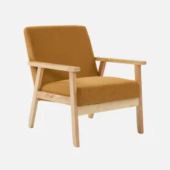 Sillón escandinavo de madera y pana