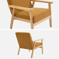 Sillón escandinavo de madera y pana