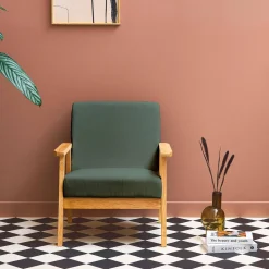 Sillón escandinavo de madera y pana