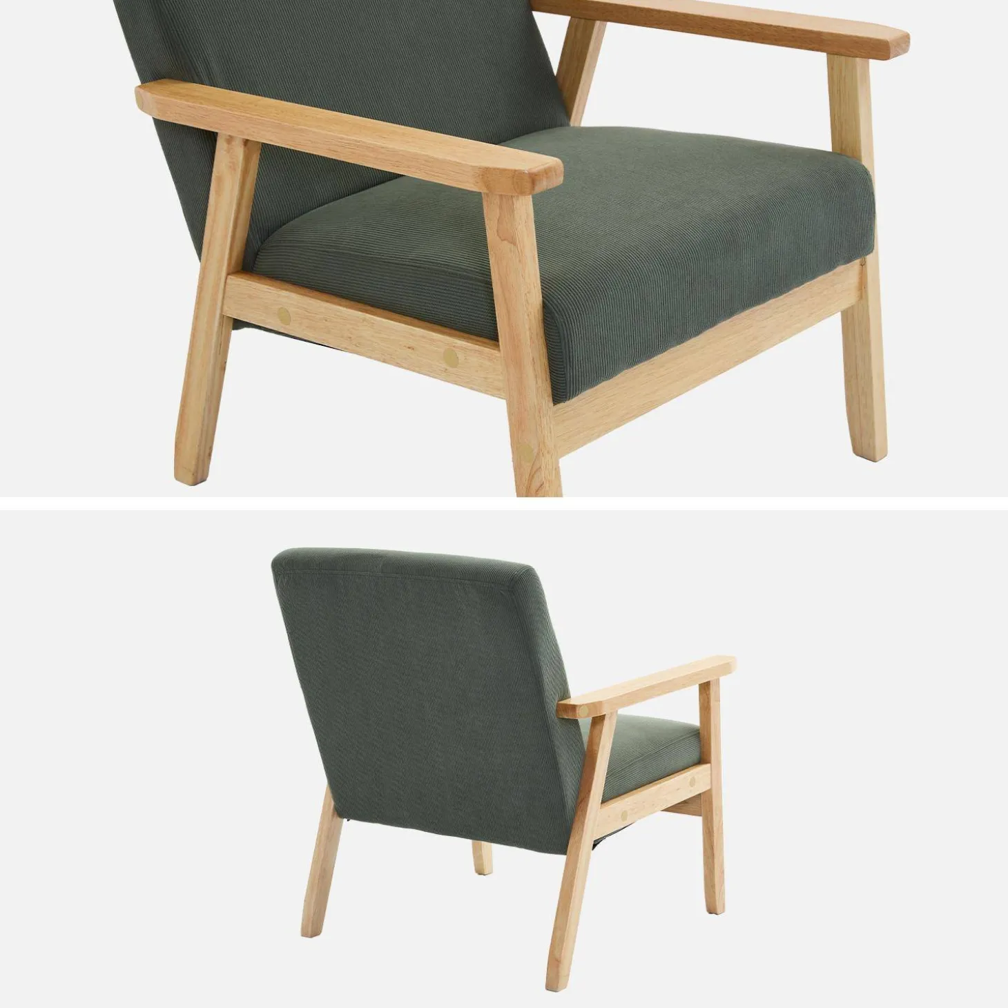 Sillón escandinavo de madera y pana