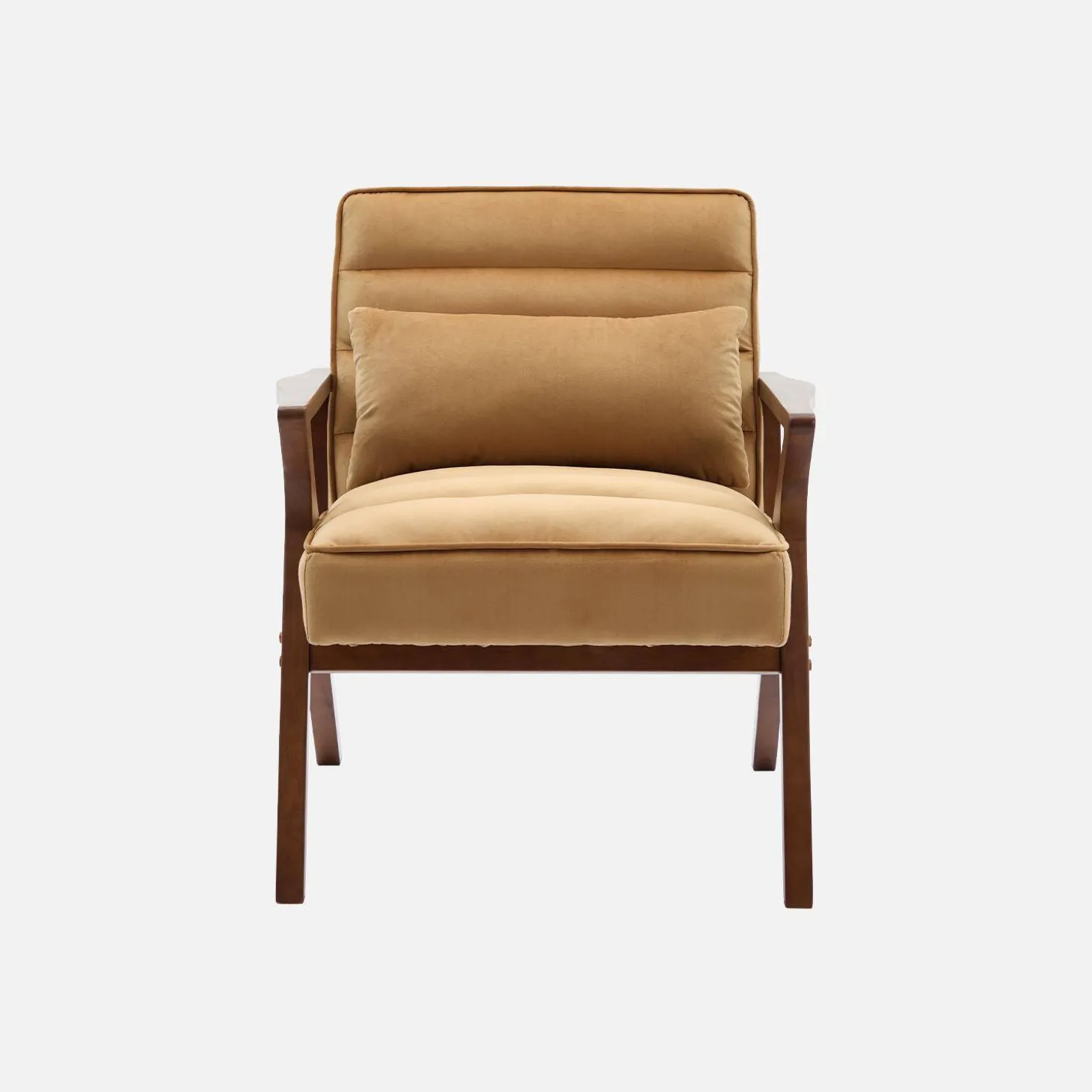 Sillón escandinavo de madera de hevea y terciopelo