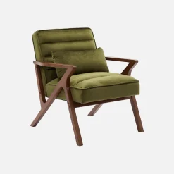 Sillón escandinavo de madera de hevea y terciopelo