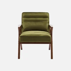 Sillón escandinavo de madera de hevea y terciopelo