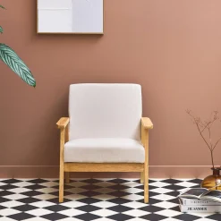Sillón escandinavo de madera y pana