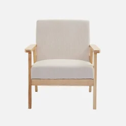 Sillón escandinavo de madera y pana