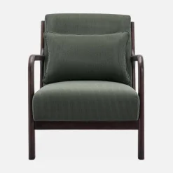 Sillón escandinavo de pana y madera de hevea