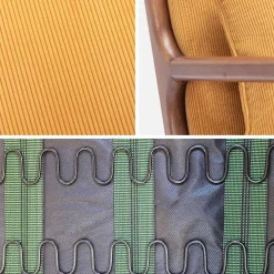 Sillón escandinavo de pana y madera de hevea nogal