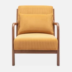 Sillón escandinavo de pana y madera de hevea nogal