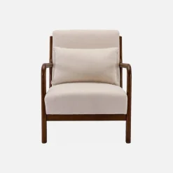 Sillón escandinavo de tela y madera de hevea