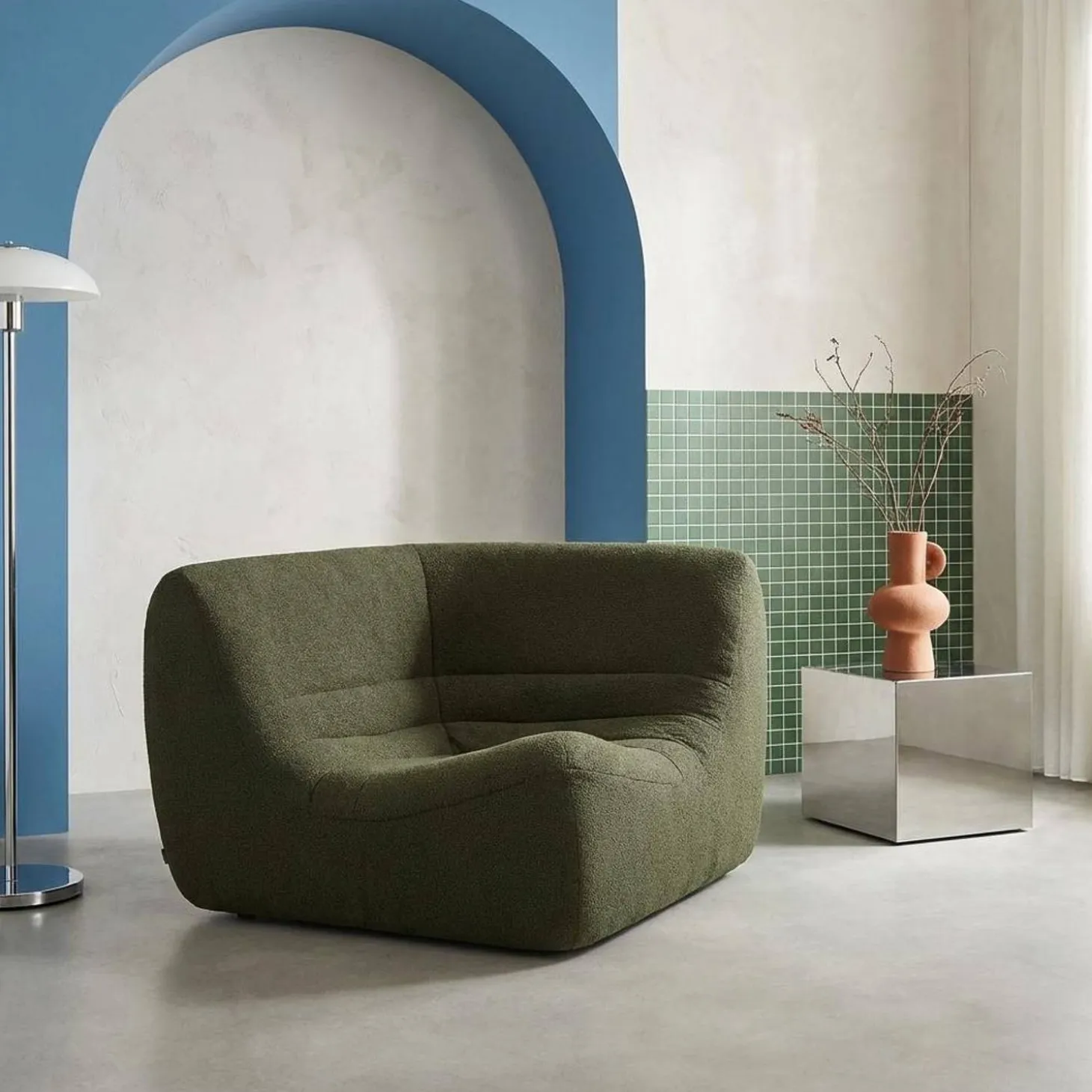 Sillón esquinero de borreguito texturizado