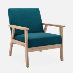 Sillón estilo escandinavo de madera y tela