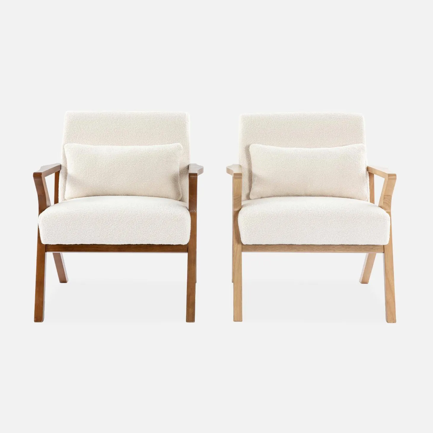 Sillón estilo escandinavo de madera de hevea borreguito